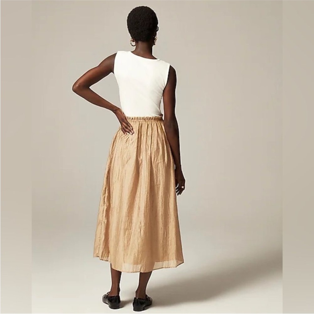 NWOT J. Crew Mixy Gathered Crinkle Dress Ribbed Tank Twofer Dress L Neutral - Picture 2 of 7